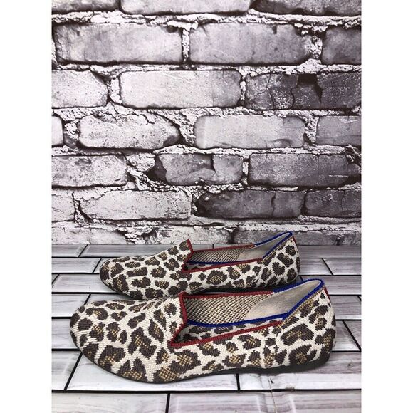 Rothy's The Loafer Mocha Spot Leopard Print Slip On Flats Shoes Women’s 5M US/35 - Picture 1 of 16